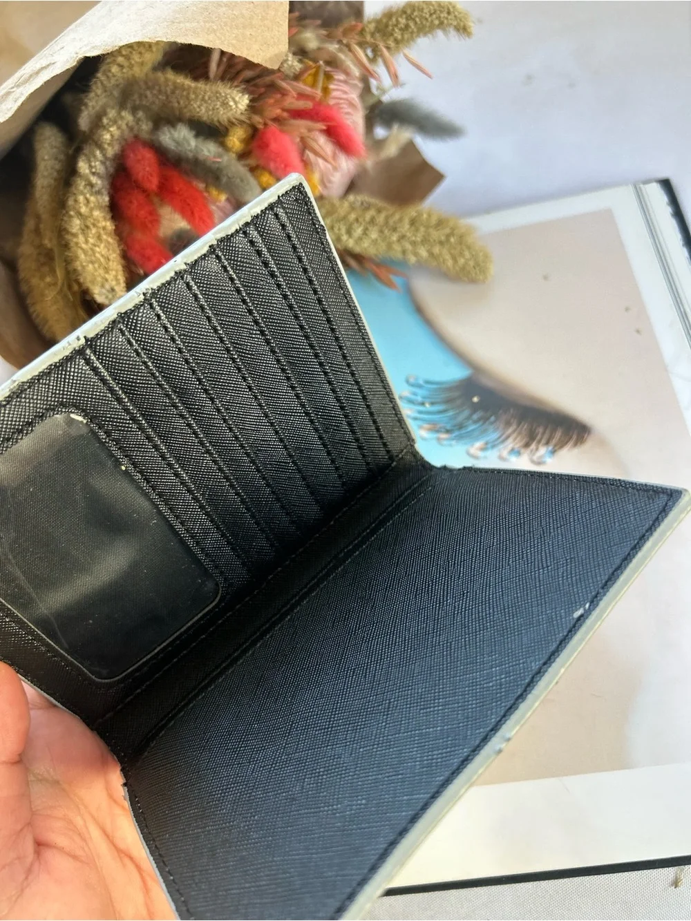 Trina Metallic Silver Textured Passport Wallet with Gold Plaque new